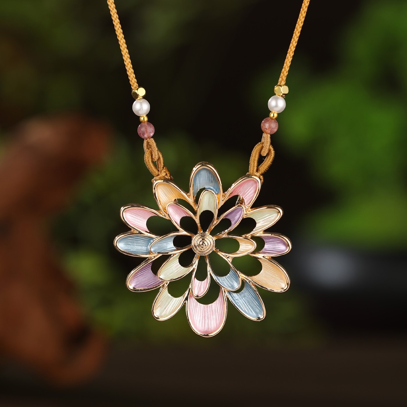 Bohemian Enamel Flower Necklace