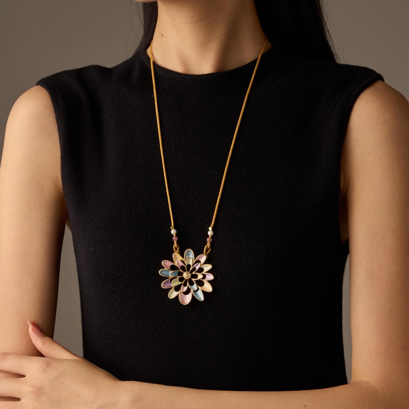 Bohemian Enamel Flower Necklace