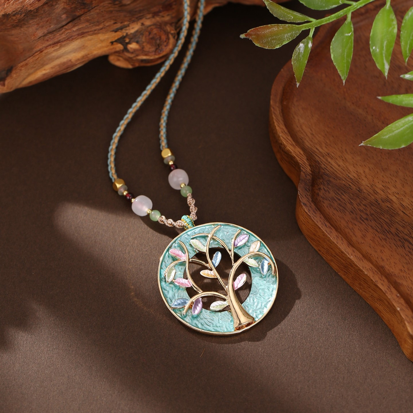 Tree of Life Necklace Copper Enamel