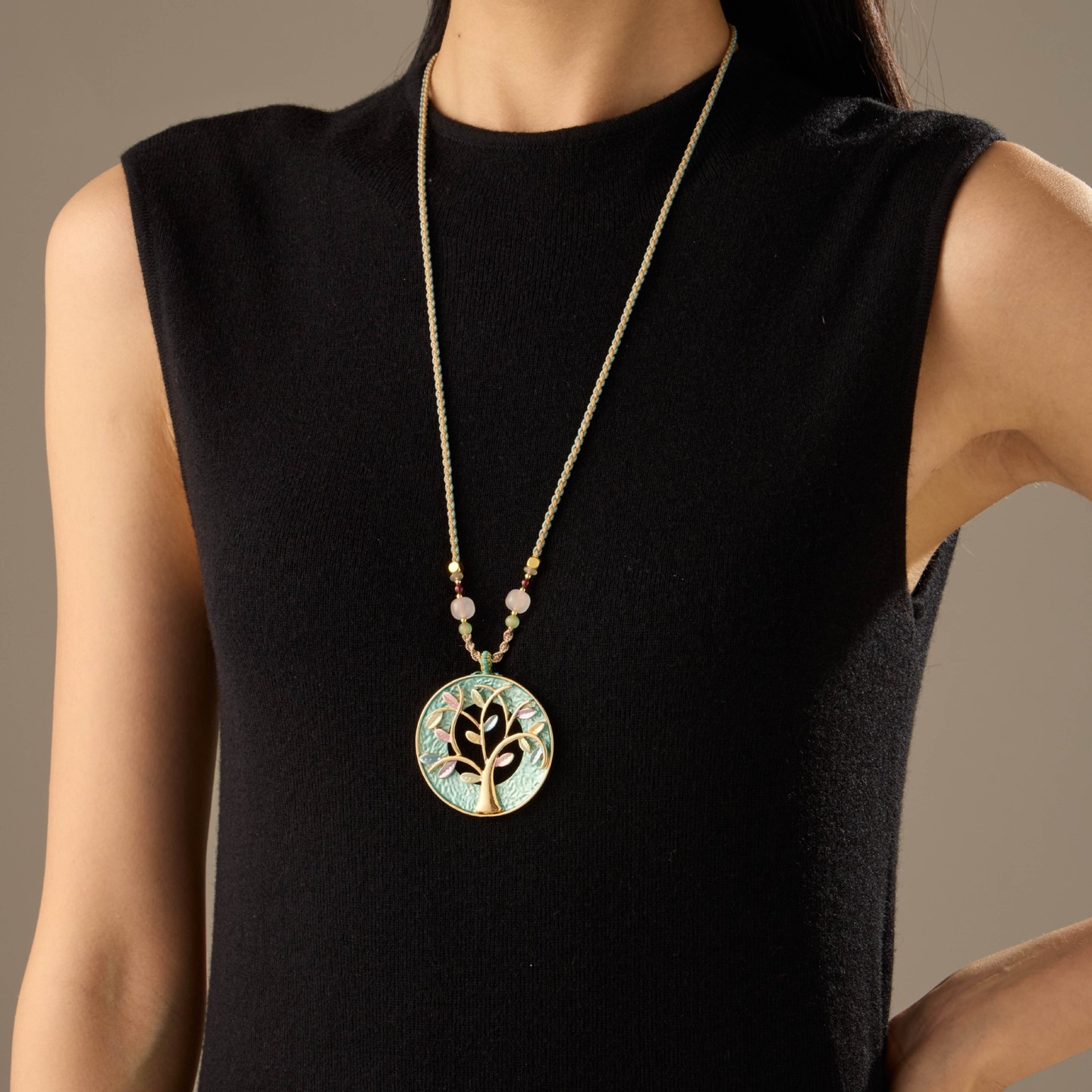 Tree of Life Necklace Copper Enamel