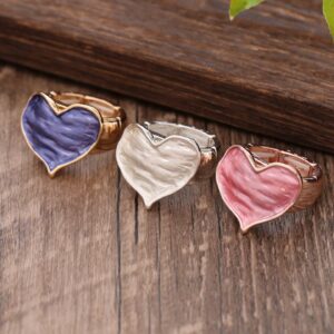 Enamel Heart Ring for Women - Eco-Friendly Zinc Alloy Jewelry, Unique Irregular Design R4007